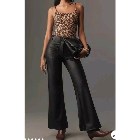 Maeve Pants - The Junie High-Rise Flare Pants by Maeve Faux-Leather Edition Size 31 NWTS